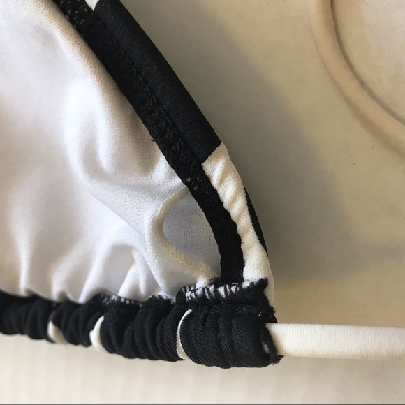 Black white polka dot string bikini top S - Picture 6 of 8